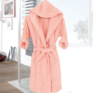 Albornoz de tela ancha teñida con cuello en V, 100% algodón de alta calidad, con cintura elástica, unisex, diseño más reciente. - Product Image 3