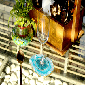 Posavasos de Ágata Natural Pulida en Forma de Rodaja |   Juego de Posavasos de Piedra Geodésica de Cristal |   Posavasos Decorativos para Mesa, Juego de Posavasos para Decoración del Hogar, Regalo - Product Image 6