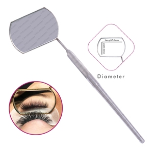 Extensión de pestañas espejo en agua Color arena con mango de acero inoxidable (izquierda) plaza Lash espejo para la extensión de pestañas - Product Image 1