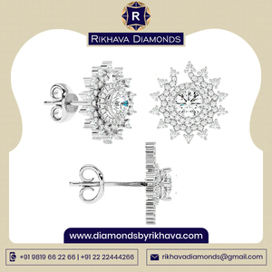 Pendientes de diamantes hermosos de oro blanco de 10K Proveedor indio - Product Image 3