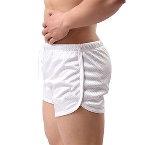 Pantalones cortos de gimnasio para hombre, shorts de malla bordados personalizados, color blanco, para correr, novedad de verano de 2021 - Product Image 2