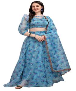 Vêtements de mariage georgette soie impression travail lehenga choli avec feuille d'impression dupatta prix de gros textile vêtement - Product Image 2