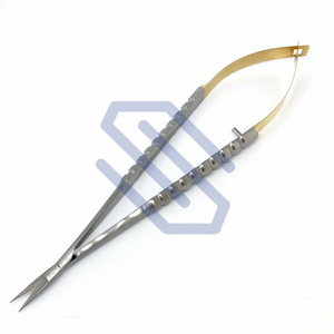 Tijeras quirúrgicas Castroviejo de 5,5 \ ", acero inoxidable, certificado CE, mango redondo recto, instrumento de unión de tornillo Manual - Product Image 2