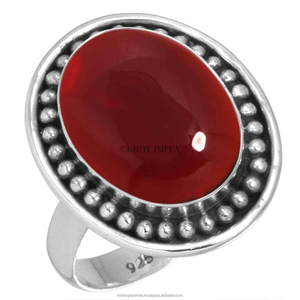 Chất Lượng Cao Cấp Rắn 925 Sterling <span class=keywords><strong>Silver</strong></span> Top Bán Tự Nhiên Màu Đỏ Onyx Cabochon Đá Quý Thiết Kế Solitaire Nhẫn Đồ Trang Sức Mỹ - Product Image 6