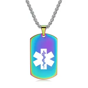 Yiwu Meise Men and women color medical alarm pendant stainless steel medical necklace