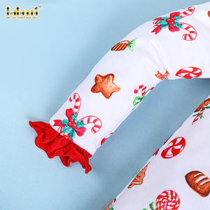 BB2371 Vêtements de détente décontractés de Noël pour filles 100% coton Vêtements pour enfants - Product Image 3