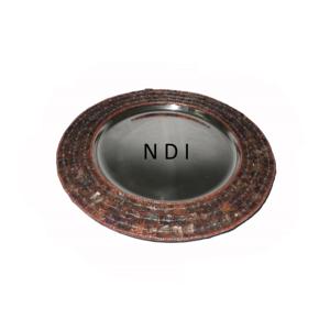 Placa de cargador de acero inoxidable con Servidor de alimentos redondeado Decoración de borde con cuentas de cristal ecológica Pedido mínimo 100 piezas - Product Image 3