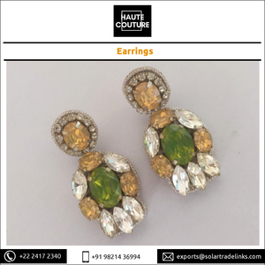 Boucles d'oreilles en pierre ovale brodées à la main, pour femmes et filles, bijou léger et tendance, style ovales, de fête, nouvelle collection - Product Image 2