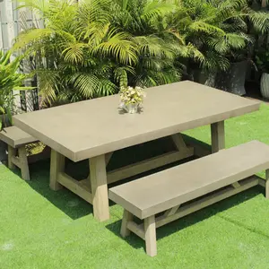 Meja Makan beton ringan minimalis dan ramping menambahkan sentuhan canggih ke Area makan Anda