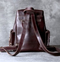 Sac à dos en cuir véritable pour femmes, sac à dos en cuir véritable à Grain complet