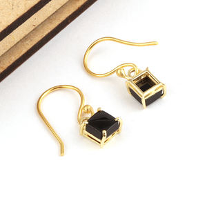 Boucles d'oreilles en onyx plaqué or/argent, bijou carré en forme de goutte, vente en gros, prix moins cher, livraison gratuite - Product Image 3