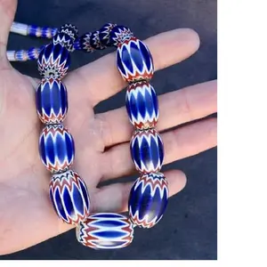 custom made chevron glass beads in blue, white and red colors available in custom made sizes and patterns