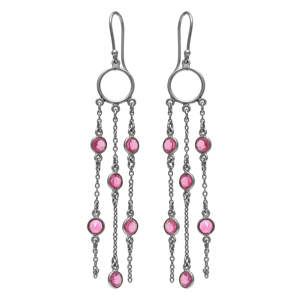 Boucles d'oreilles chandelier en tourmaline rose véritable. Fil d'oreille en argent sterling 925 plaqué or fait à la main Bijoux fins - Product Image 2