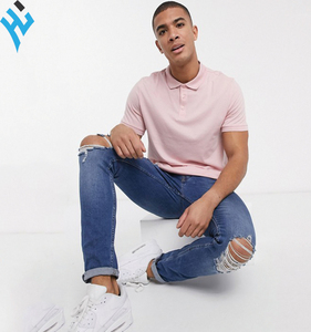 2025 Latest Design High Quality Custom style made Simple Design Blank <b>Pink</b> Short Sleeves <b>Polo</b> Collar with Stripes Plain T <b>Shirt</b> - Product Image 4