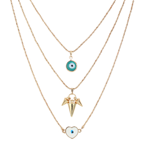 Nouvel arrivage de bijoux bohèmes plaqués or 18 carats de haute qualité 4 pièces collier à breloques multicouches colorées pour mariage - Product Image 1