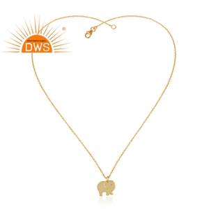 Collier éléphant de créateur Pendentif plaqué or 18 carats Collier pendentif chaîne en argent 925 Fournisseur de bijoux Collection vintage - Product Image 2