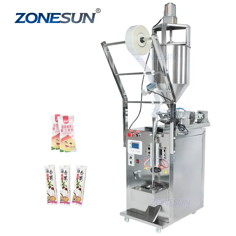 ZONESUN स्वत: तेल मिर्च की चटनी जीता सलाद केचप टमाटर का पेस्ट पाउच क्रीम तरल थैली भरने मिश्रण और सील मशीन