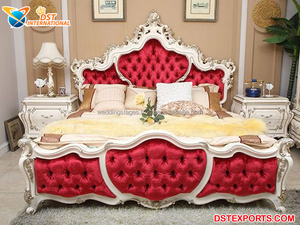 Lit Double sculpté en or au Design Queen Size, pour table de chevet, en bois massif, nouvelle collection - Product Image 4