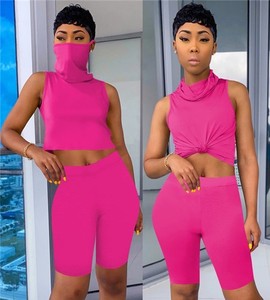 Sudadera sin mangas con Logo personalizado para mujer, chaleco con estampado de letras, Top y pantalones cortos - Product Image 6