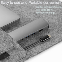 Hub 5 ports USB type-c vers Rj45 HD, 5 prises, 2 ports USB 3.0 et câble adaptateur 5 en 1