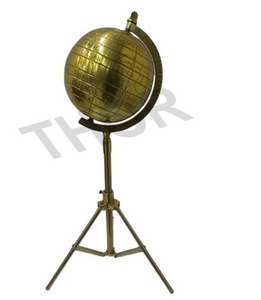 Globo de mesa dorado pulido, mapa del mundo, decoración de oficina flotante náutica con soporte de trípode de acero, Material de plástico y Metal - Product Image 2