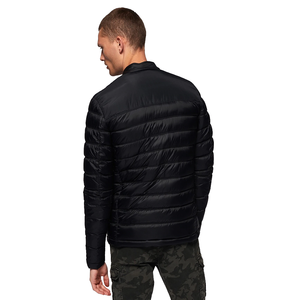 Chaqueta acolchada negra de invierno informal inteligente para hombre, cuello levantado con cremallera, tela de lana, servicio OEM hecho en Pakistán - Product Image 2