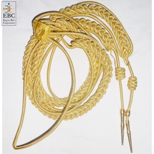 Cordon en Mylar doré, fil français, aiguillette à double pointe métallique, tricoté à la main, avec boules de polyester et de laine pour cordons d'uniforme - Product Image 5