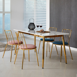 Tissu de couloir en velours doré, mobilier de chambre à coucher de luxe moderne et confortable, chaise de mariage et de salle à manger, jambes en métal, - Product Image 6