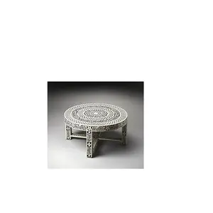 MDF Bone Inlay Stool Modern Good Quality Living Room Round Stool With Wooden Stand For Bedroom Decor bone inlay table