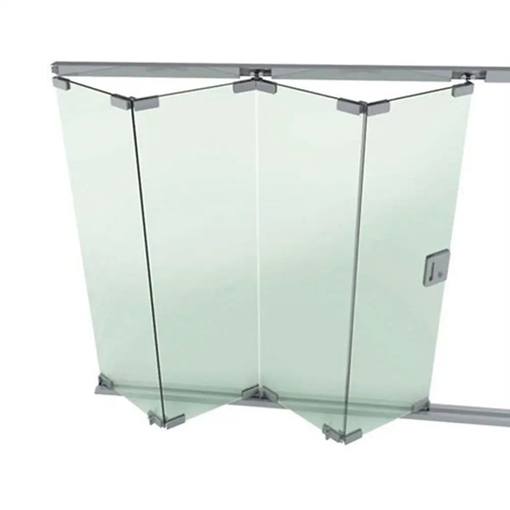 Vidro interno e externo sem moldura partição de vidro moda e popular porta dobrável