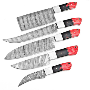Handmade Damascus Steel Chef <b>Knife</b> <b>Set</b> with Wood Handle 5 Blades Custom OEM Packaging Camping <b>Knife</b> - Product Image 3
