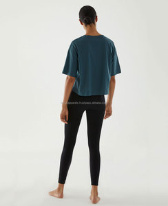 T-shirt court en coton premium pour femme, coupe ajustée décontractée, avec étiquettes tissées personnalisées pour marque privée, fabrication usine - Product Image 5