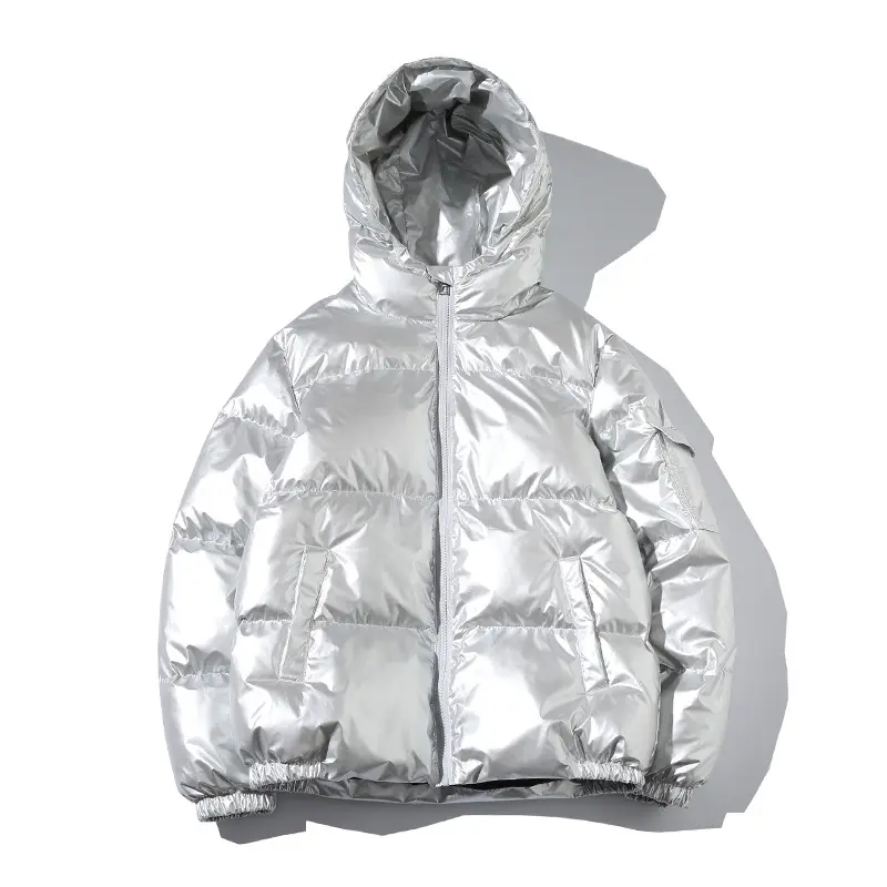 High Quality Reflective Glossy Black Blue Bubble Puffer jacket/ Winter Men's Down fashion puffer jacket