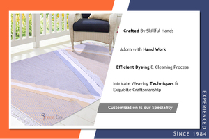 Meilleure vente de tapis moderne en coton rectangulaire fait à la main Service OEM personnalisé Design géométrique Kilim avec style tissé brodé à la main - Product Image 2