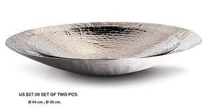 Acier inoxydable Sq. Ensemble de 2 plateaux de fruits plaqués nickel brillant de qualité supérieure Plateau de service style unique - Product Image 4