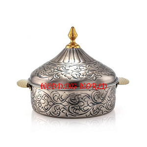 Ensemble de trois casseroles en acier inoxydable martelé poli brillant Nouveau design Vaisselle de mariage et d'événement Pot en métal - Product Image 4