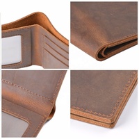 Portefeuilles courts 100% cuir de vache véritable, porte-monnaie vintage Crazy Horse, pochette rétro pour homme avec compartiment à monnaie