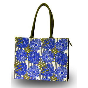 Bolso de Playa Elegante de Yute con Asas Largas para el Hombro, Diseño con Ojales, Tela de Dos Tonos, Ecológico, Reutilizable, Bolso de Verano - Product Image 3