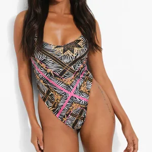 Private Label African Swimwear Women Bikini One Piece Swimsuit Factory Price Customize New Eco-friendly Dot OEM Service Knitting