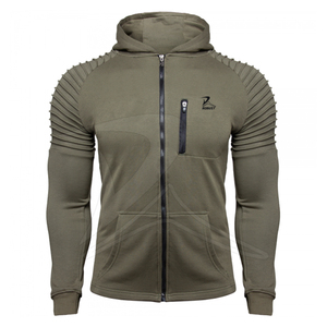 Sudadera con capucha de algodón prémium de alto gramaje para hombre, con cremallera, forro polar, ecológica, con logotipo personalizado, método de tejido de punto, anti-bolitas, transpirable - Product Image 5