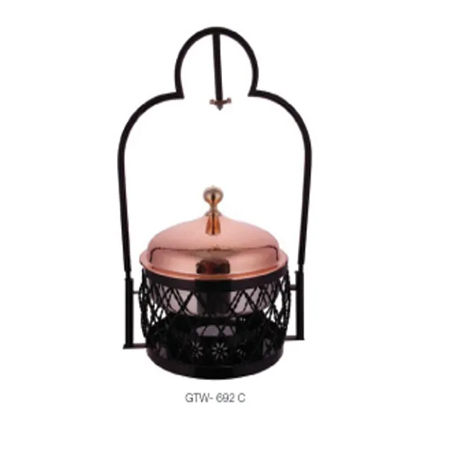 DECORATIVE BUFFET FOOD WARMER CHAFING DISHES FOR CATERING COPPER DISHES ROUND SHAPE CHAFER HIGH QUALITY