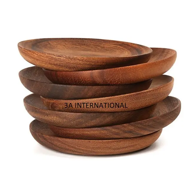 Hot Selling Acacia Wood Charger Plate Wooden Charger Platter Cup Customized shape and Size Indian Handcrafted