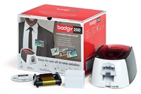 Printer Kartu PVC Warna Satu Sisi Evolis Badgy100 USB Thermal Transfer Margin Putih 300 DPI Stok Garansi 1 Tahun