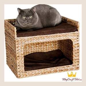 Vietnames Natural Water Hyacinth Cat <b>House</b> Cool Enclosed Cat Bed Dog <b>House</b> Seagrass <b>Pet</b> Bed - Product Image 6