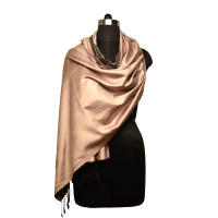 Écharpe longue en pure soie faite à la main, double face, bicolore, réversible, avec franges nouées à la main, pour femmes, hiver, toutes saisons