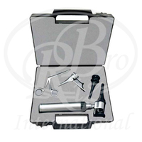 Otoscope vétérinaire, kit réutilisable de 8 pièces, laiton chromé finition satinée, boîte en plastique noir, insert en mousse, instruments de diagnostic Rizbro