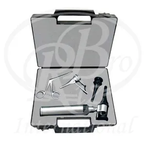 Otoscopio Veterinario, Kit Reutilizable de 8 Piezas, Latón Cromado, Caja de Plástico Negra, Inserto de Espuma, Instrumentos de Diagnóstico Veterinario - Product Image 1