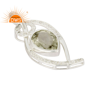 <b>Solid</b> 925 Sterling <b>Silver</b> Women's Fine Pendant <b>Silver</b> Jewelry Wholesaler Natural Green Amethyst Gemstone Pendant Jewelry - Product Image 2