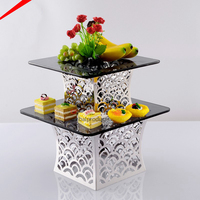Support de présentation de nourriture en acier noir, support de buffet, support de présentation de nourriture décoratif pour restaurant, support de présentation de desserts
