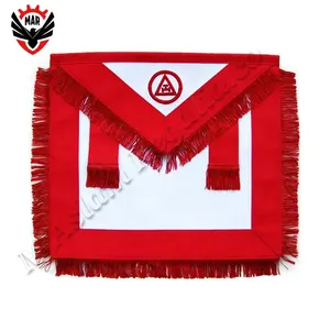 Kırmızı saçaklı RAM masonik Royal Arch üye önlük | Bölüm İngilizce regalia deri önlük